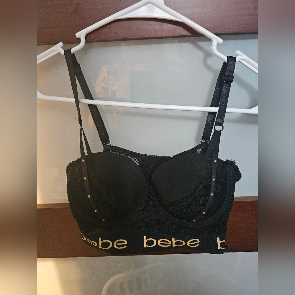 Bebe Black and Gold Bralette 36B